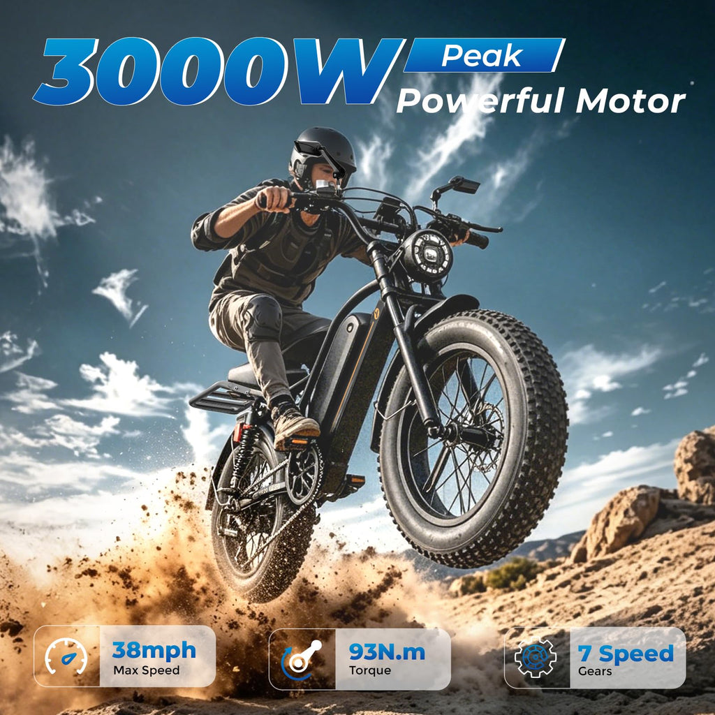 Electric Bike, 3000W Peak, 90 Miles & 38MPH Q37308