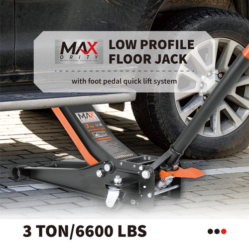 3-Ton Low-Profile Dual Pistons Steel Floor Jack G34122