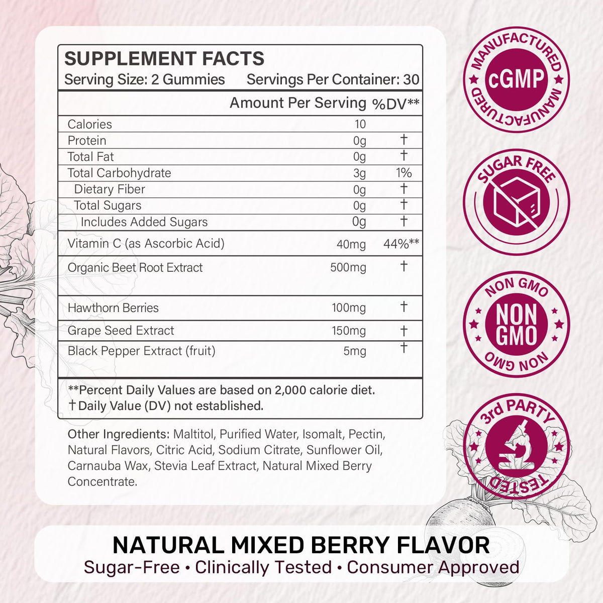 Organic Beet Root Gummies 60 Count U560