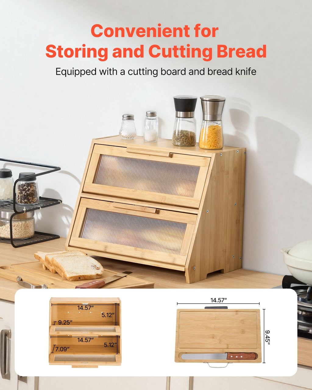 Large Capacity Bamboo Bread Box B534927