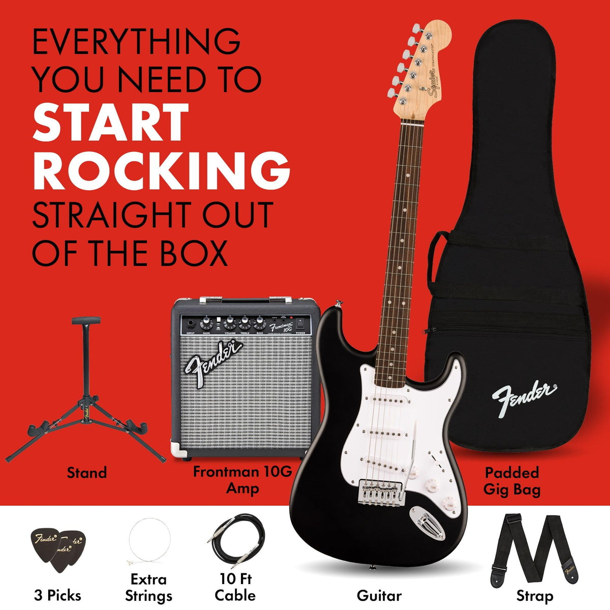 Black Electric Guitar Kit with Amp and Gig Bag Y679870