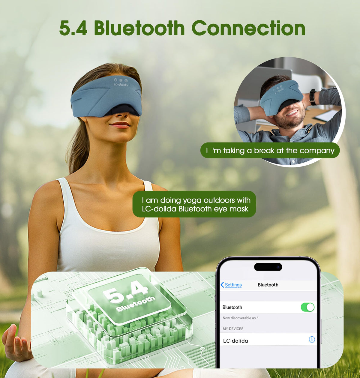 Soft Bamboo Cotton Bluetooth Sleep Mask with Headphones S34584