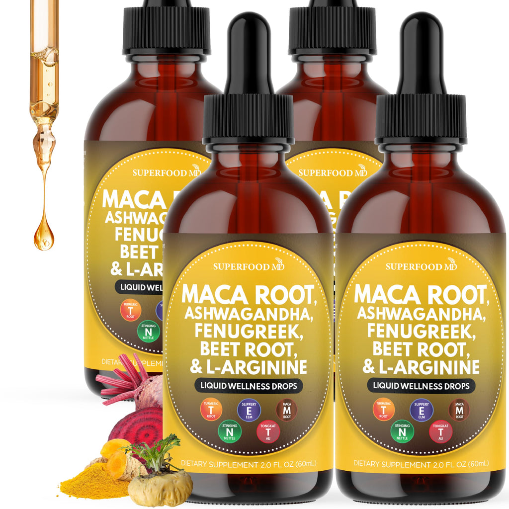 Maca Root Liquid Drops with Ashwagandha, Nettle, Fenugreek, Beet Root and L-Arginine 8 Oz A643206