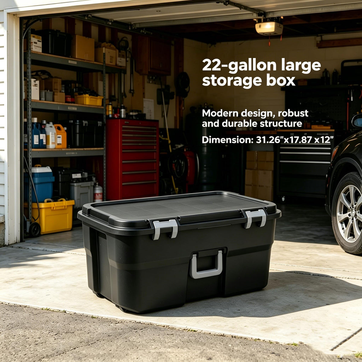 Black 22 Gal Wheeled Polypropylene Storage Trunk B772582