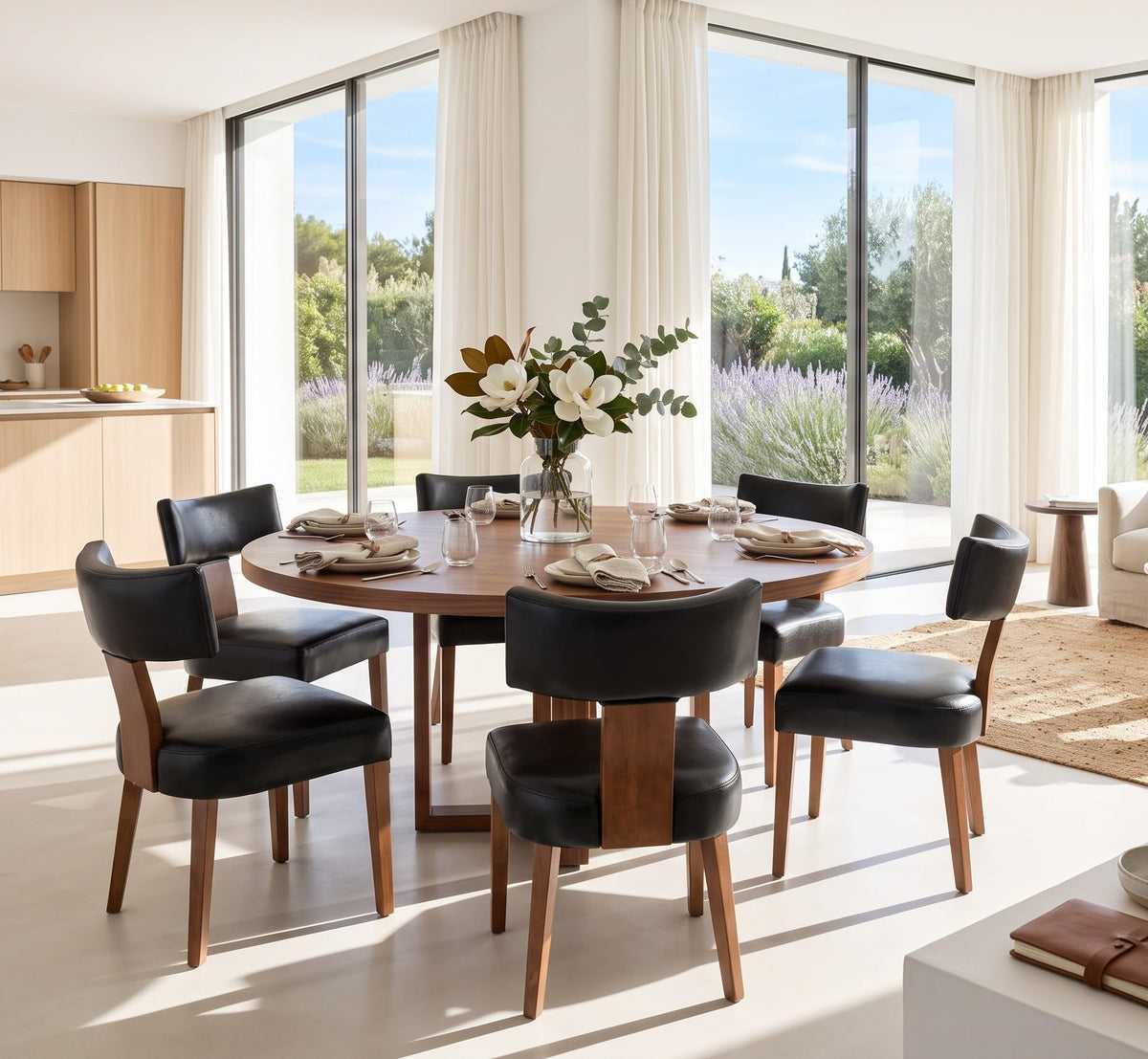 Black Set of 6 PU Leather Upholstered Dining Chairs V164972