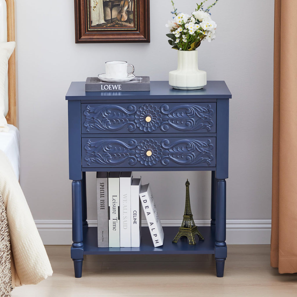 Farmhouse Bedside Table with 2 Drawers D21910