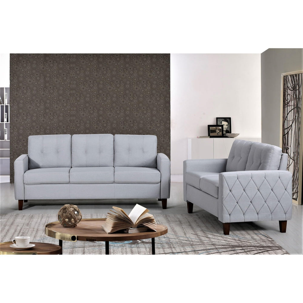 Light Gray Tufted Upholstered Loveseat F36998