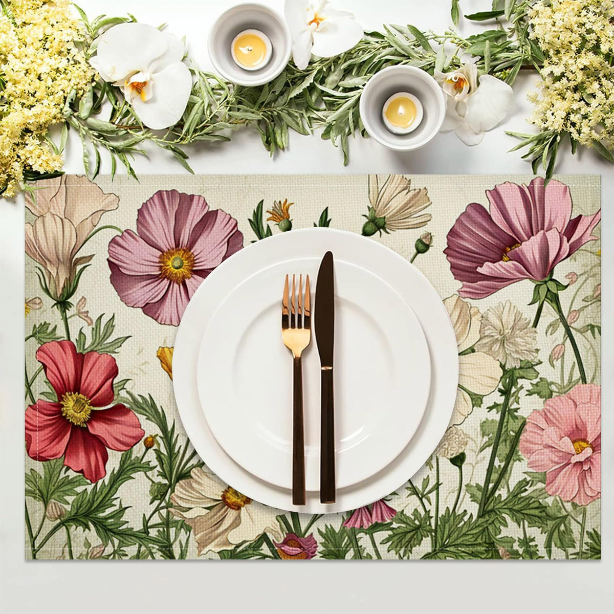 Floral Linen Placemats Set of 4 V393457