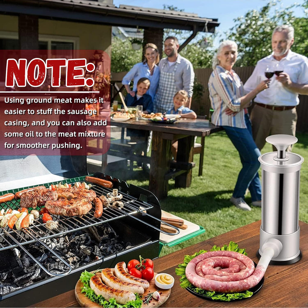2.2lb Stainless Steel Sausage Stuffer with 4 Stuffing Tubes X20213