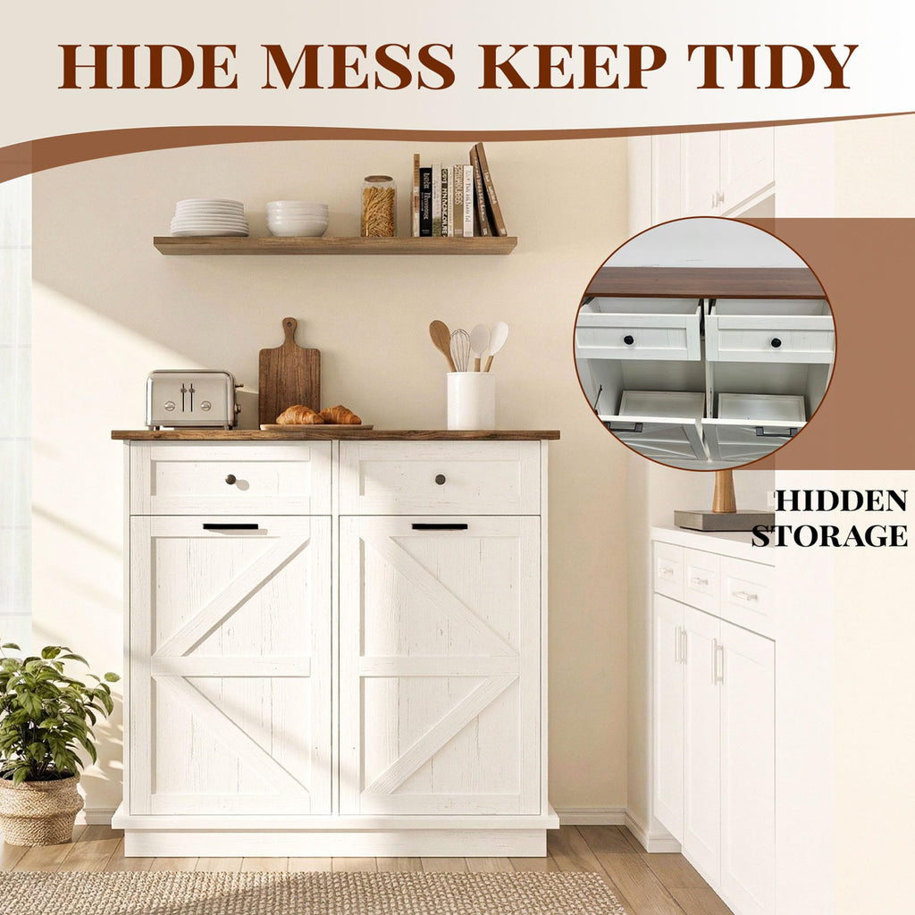 10 Gallon Double Tilt Out Trash Can Cabinet R391425