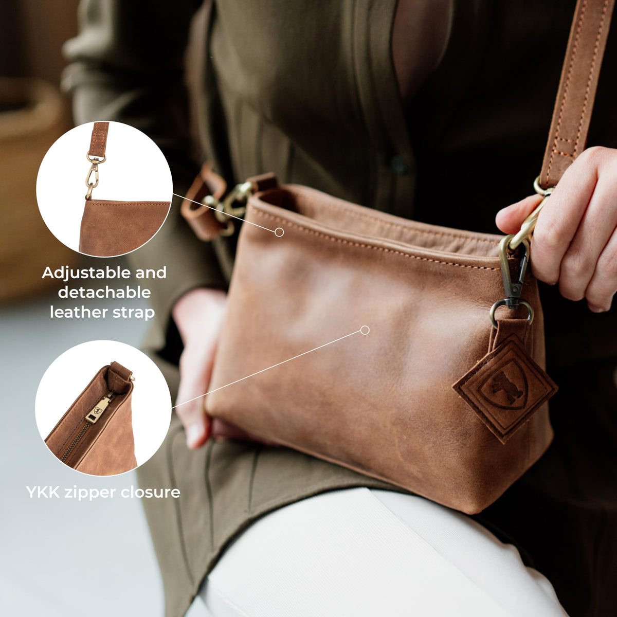 Full Grain Leather Crossbody Purse Z4395