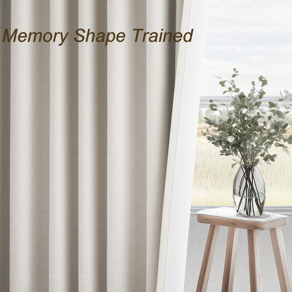 Cream Linen Blackout Curtains 84 Inch Pinch Pleat G18134