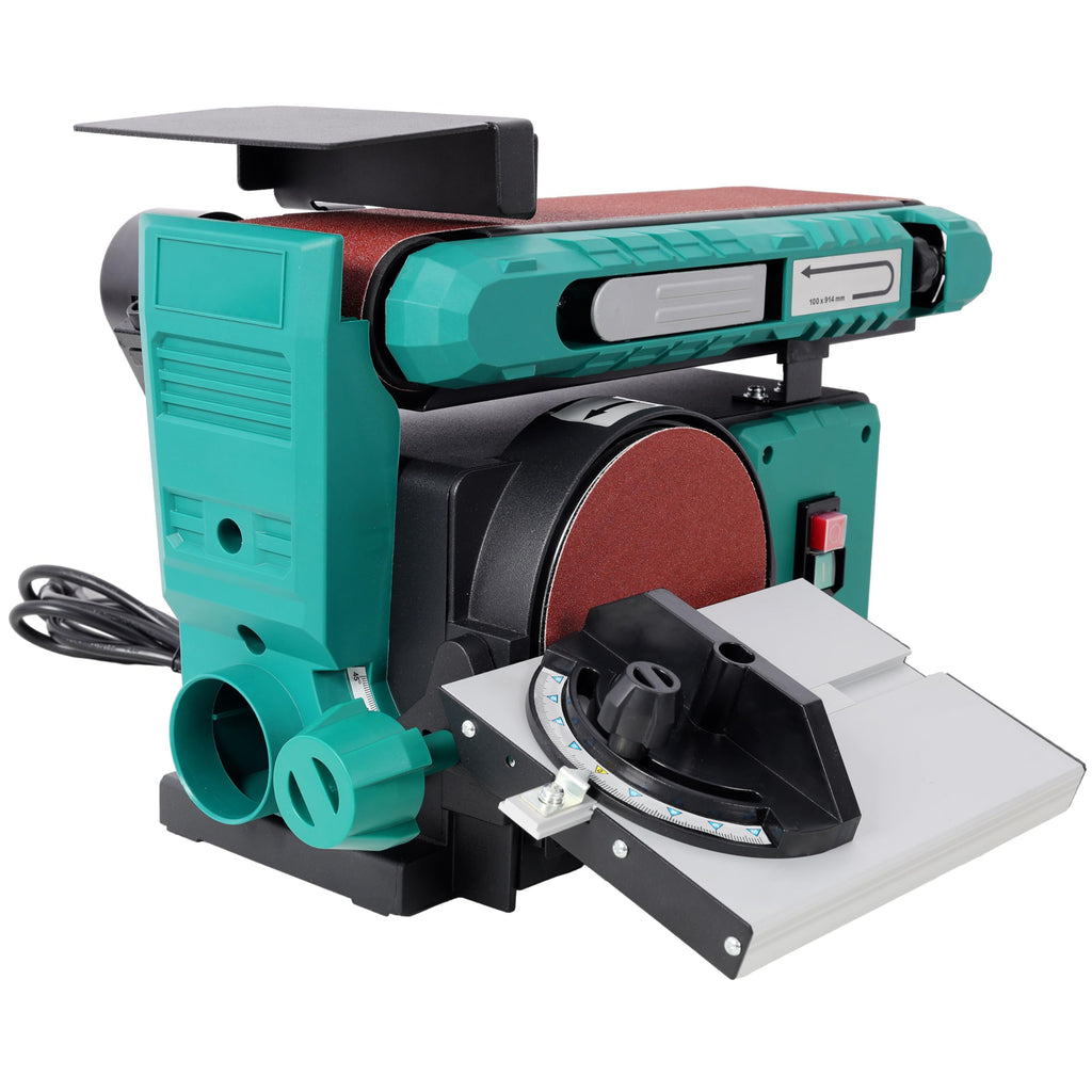 Benchtop Belt and Disc Sander 4x36 Inch Belt 6 Inch Disc Adjustable 0-90 Degree Tilt Green S338388
