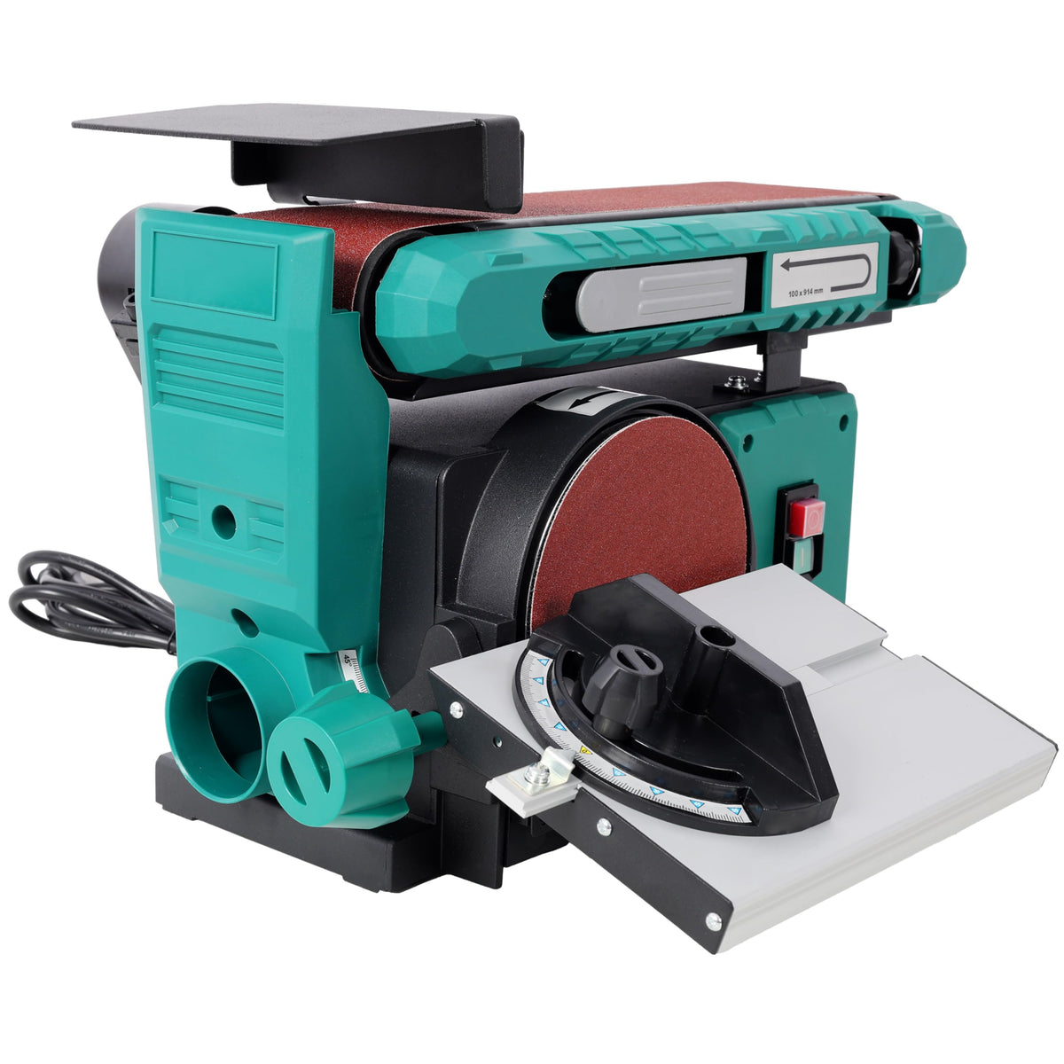 Benchtop Belt and Disc Sander 4x36 Inch Belt 6 Inch Disc Adjustable 0-90 Degree Tilt Green S338388