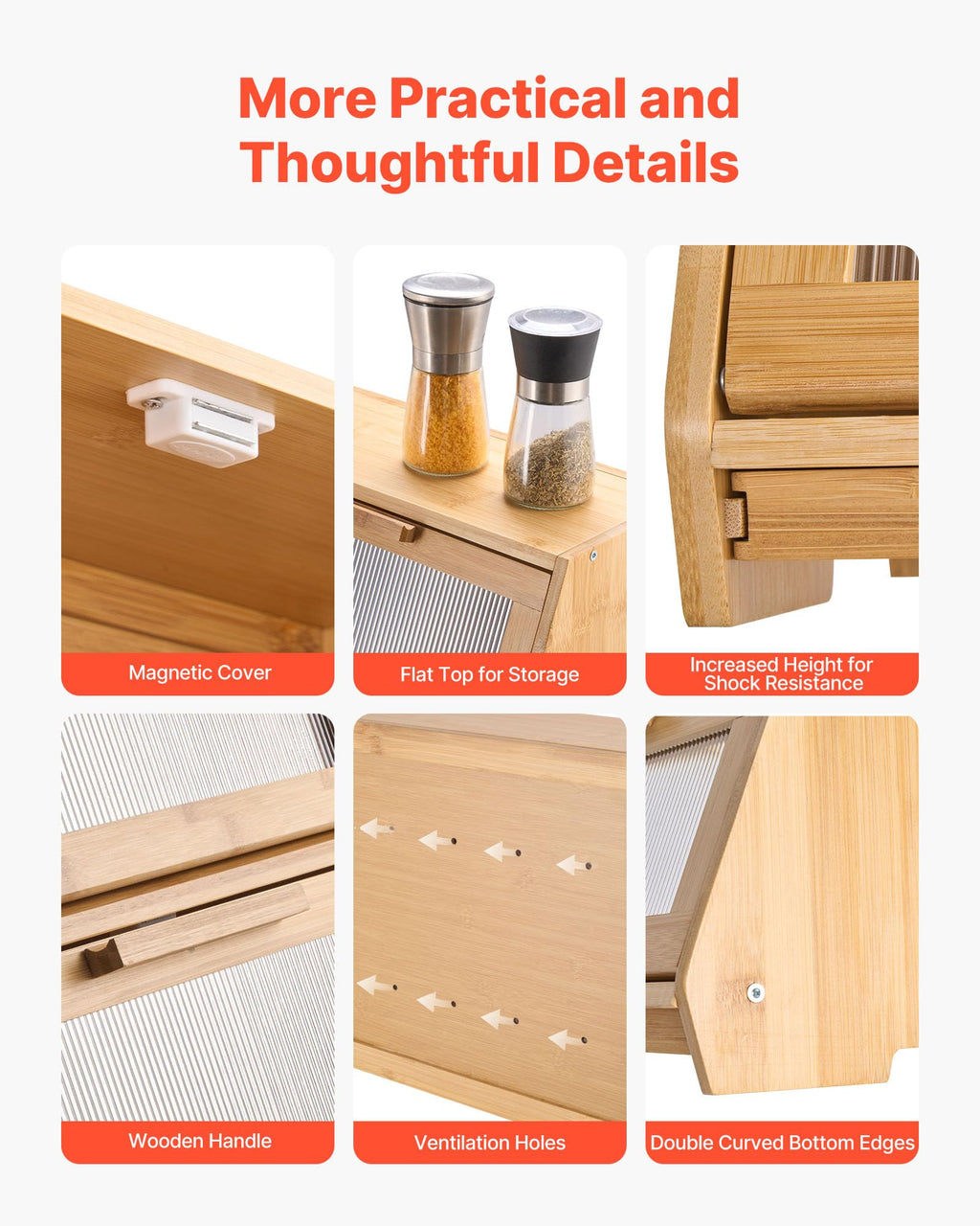 Large Capacity Bamboo Bread Box B534927