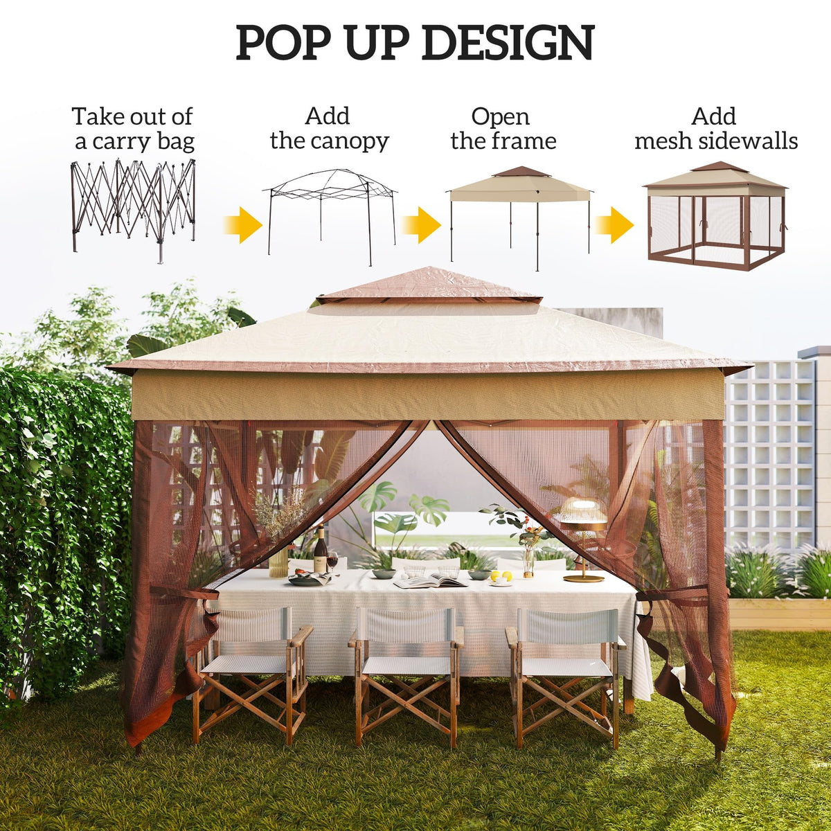 11' x 11' Pop Up Canopy with Removable Zipper Netting Z1917