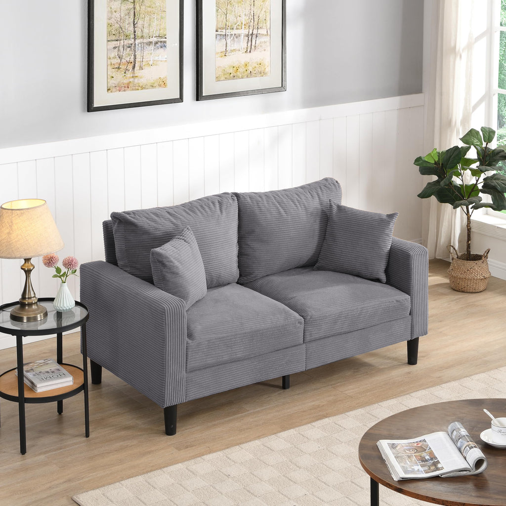 Small Space Saving Light Gray 2-Seat Upholstered Sofa P29661