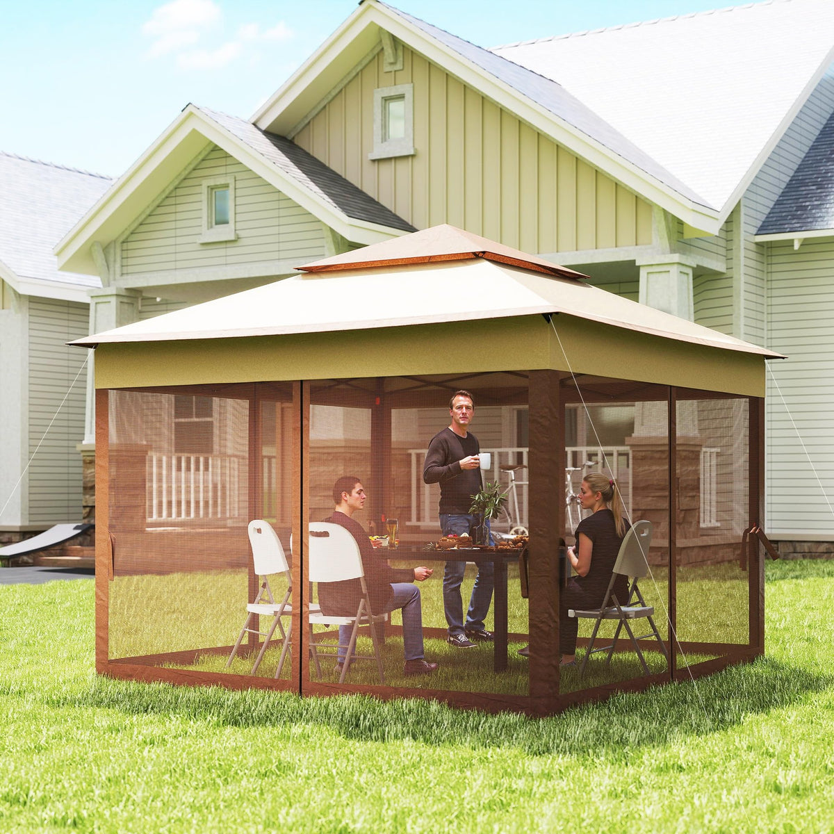 11' x 11' Pop Up Canopy with Removable Zipper Netting Z1917