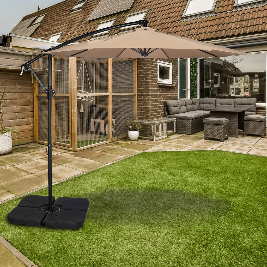 9.8ft Blue Offset Cantilever Patio Umbrella with Crank & Cross Base P503437