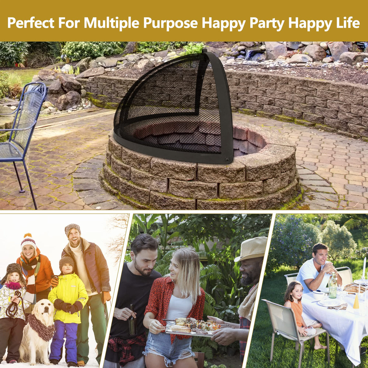 32" Round Fire Pit Spark Screen Cover with Door X61479
