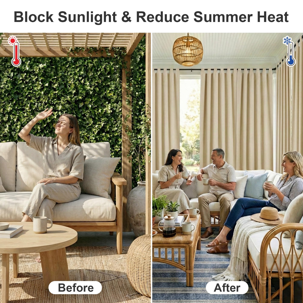 Waterproof Outdoor Curtains 2 Panels S207