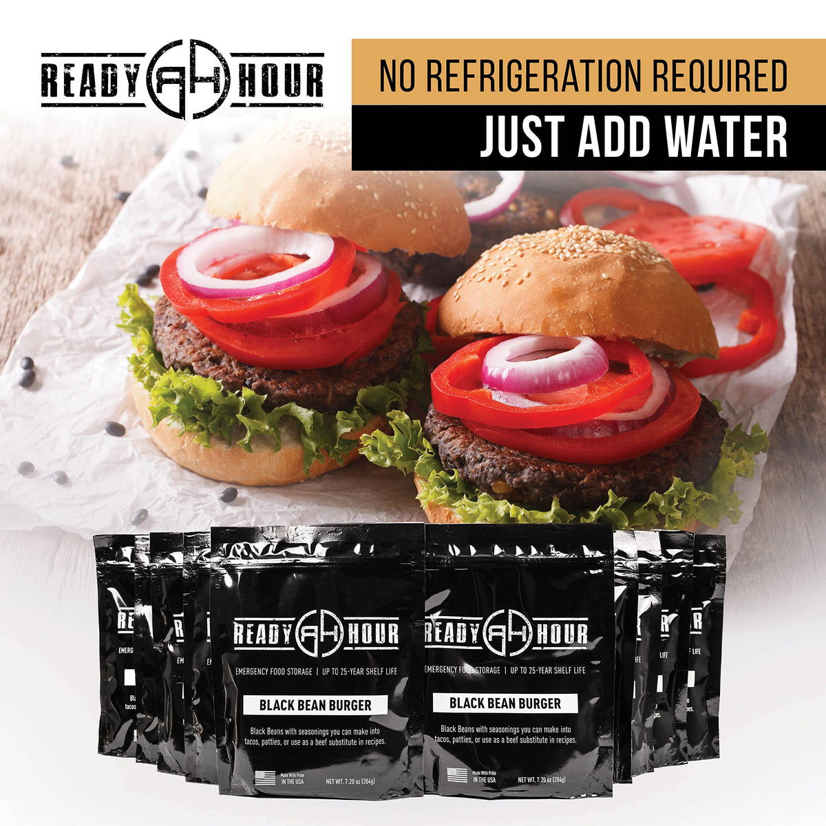 Black Bean Burger Mix 10 Resealable Pouches 60 Servings Y3706