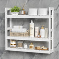 White 3 Tier Bamboo Bathroom Shelves U25453