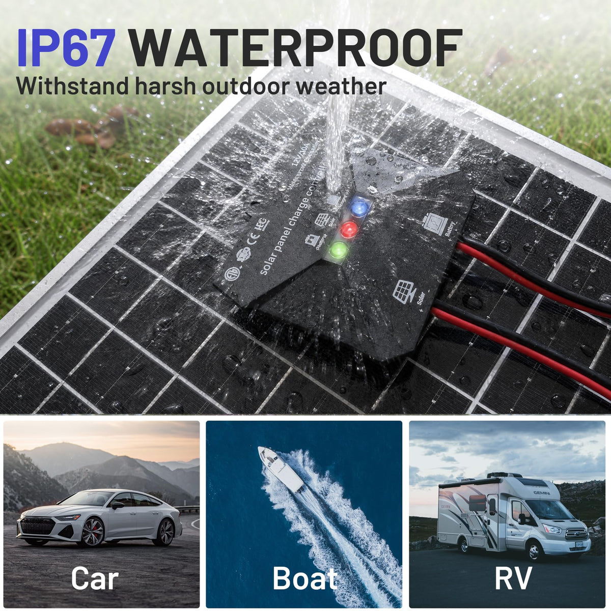 30W Solar Panel Kit 12V Battery Trickle Charger J437