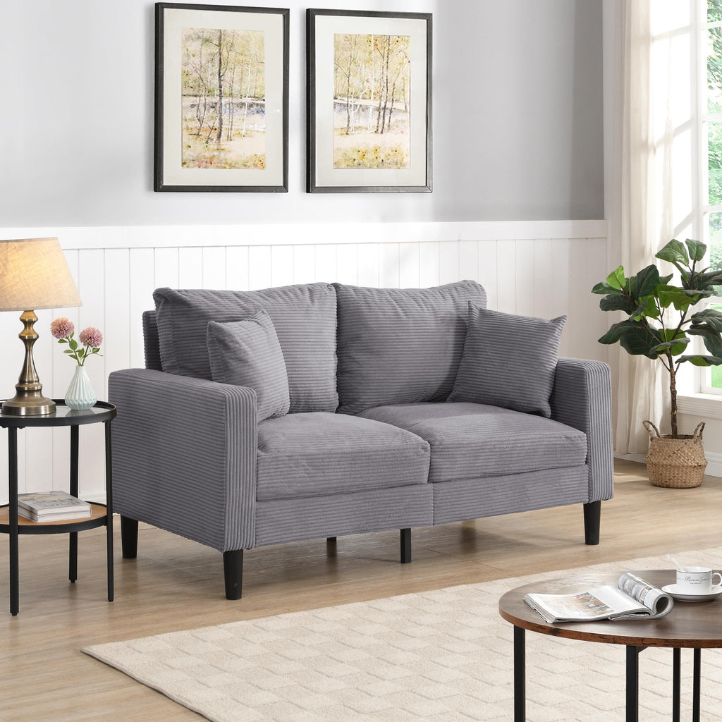 Small Space Saving Light Gray 2-Seat Upholstered Sofa P29661