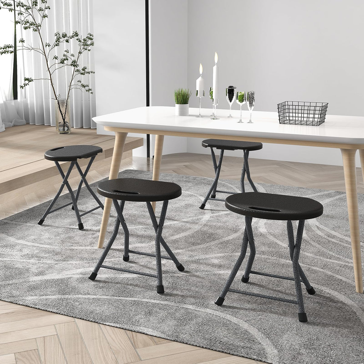 Black Folding Stool with Carry Handle 330lbs Capacity Y21801