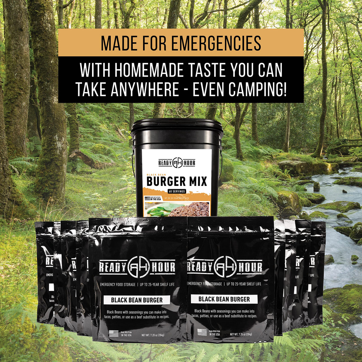 Black Bean Burger Mix 10 Resealable Pouches 60 Servings Y3706