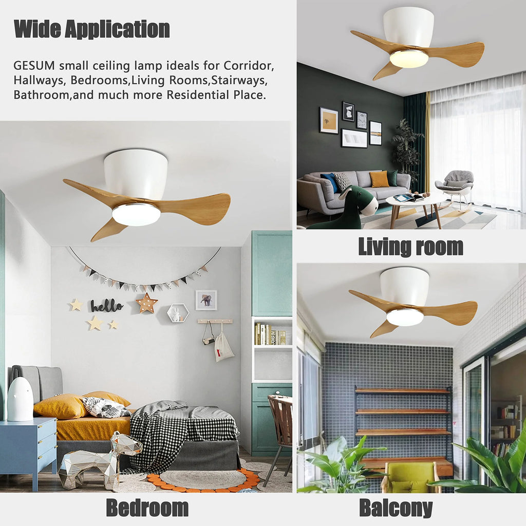 White 22 Inch 3 Reversible Blades Ceiling Fan with Lights Y6545
